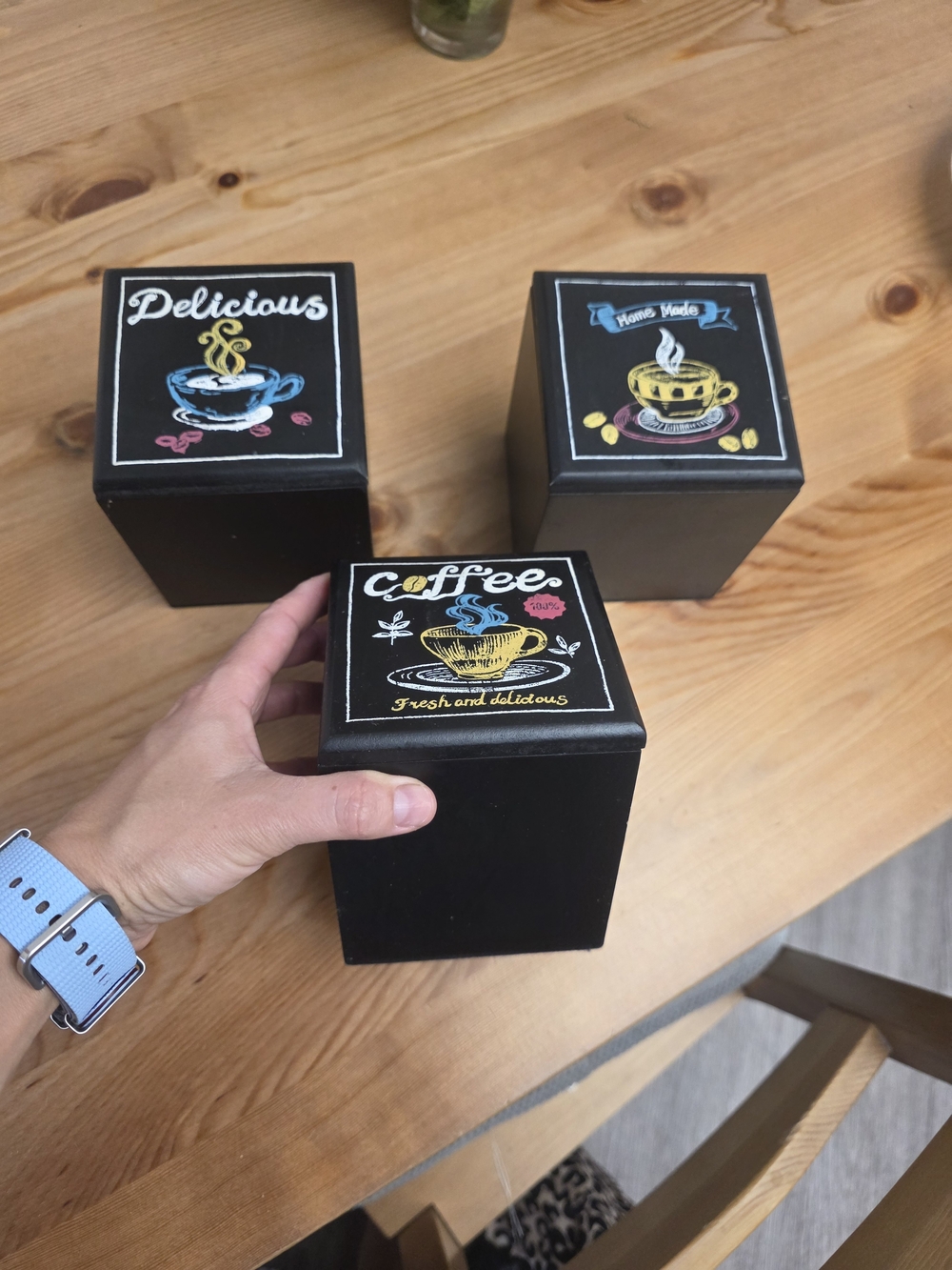 Vintage black Coffee Canister WoodCoffee Themed Decorative Storage Boxes - Black